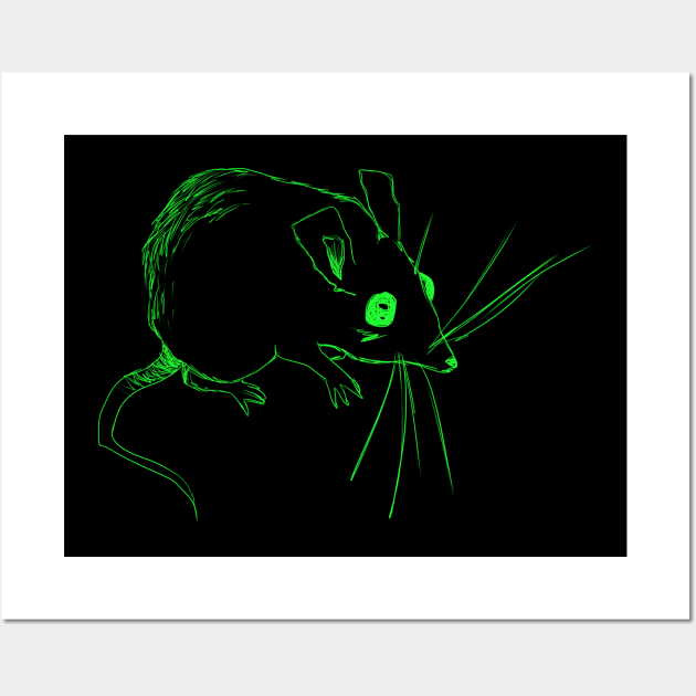 Sketch Mouse (green) Wall Art by Demonic cute cat